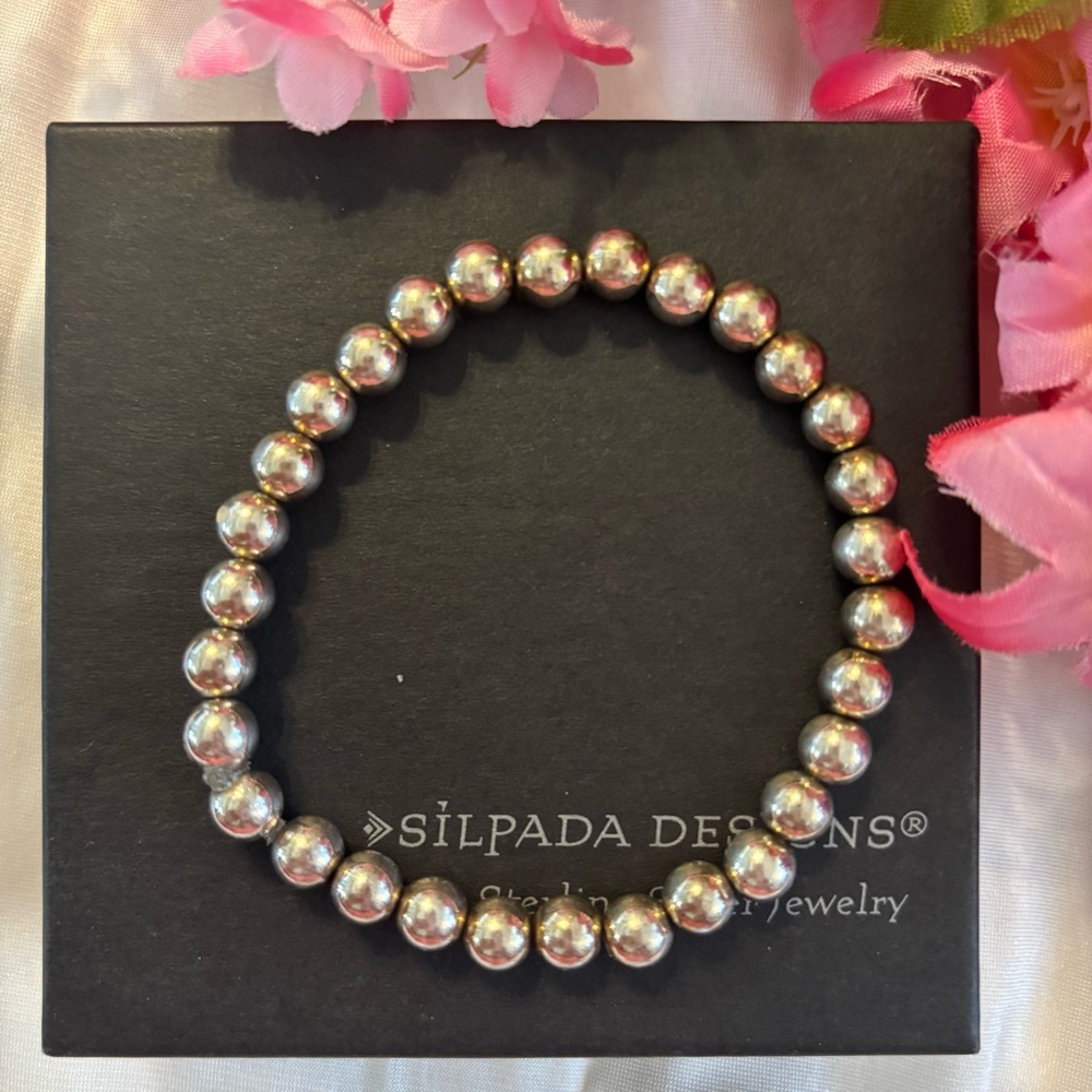 Silpada Sterling Silver Stretch 7mm bead bracelet - B1184
